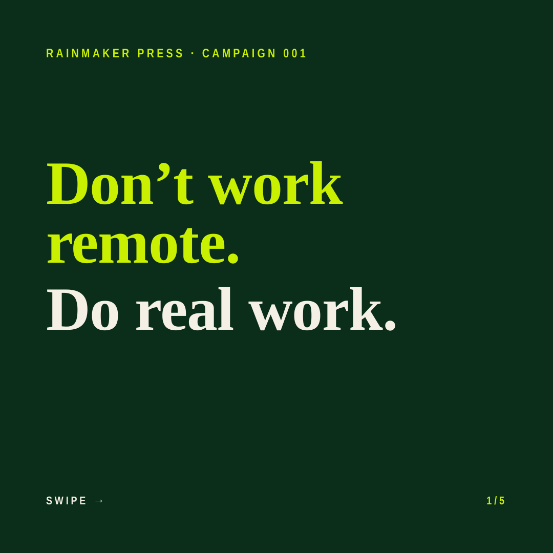 Carousel slide 01 from the Pressing 001 social kit.