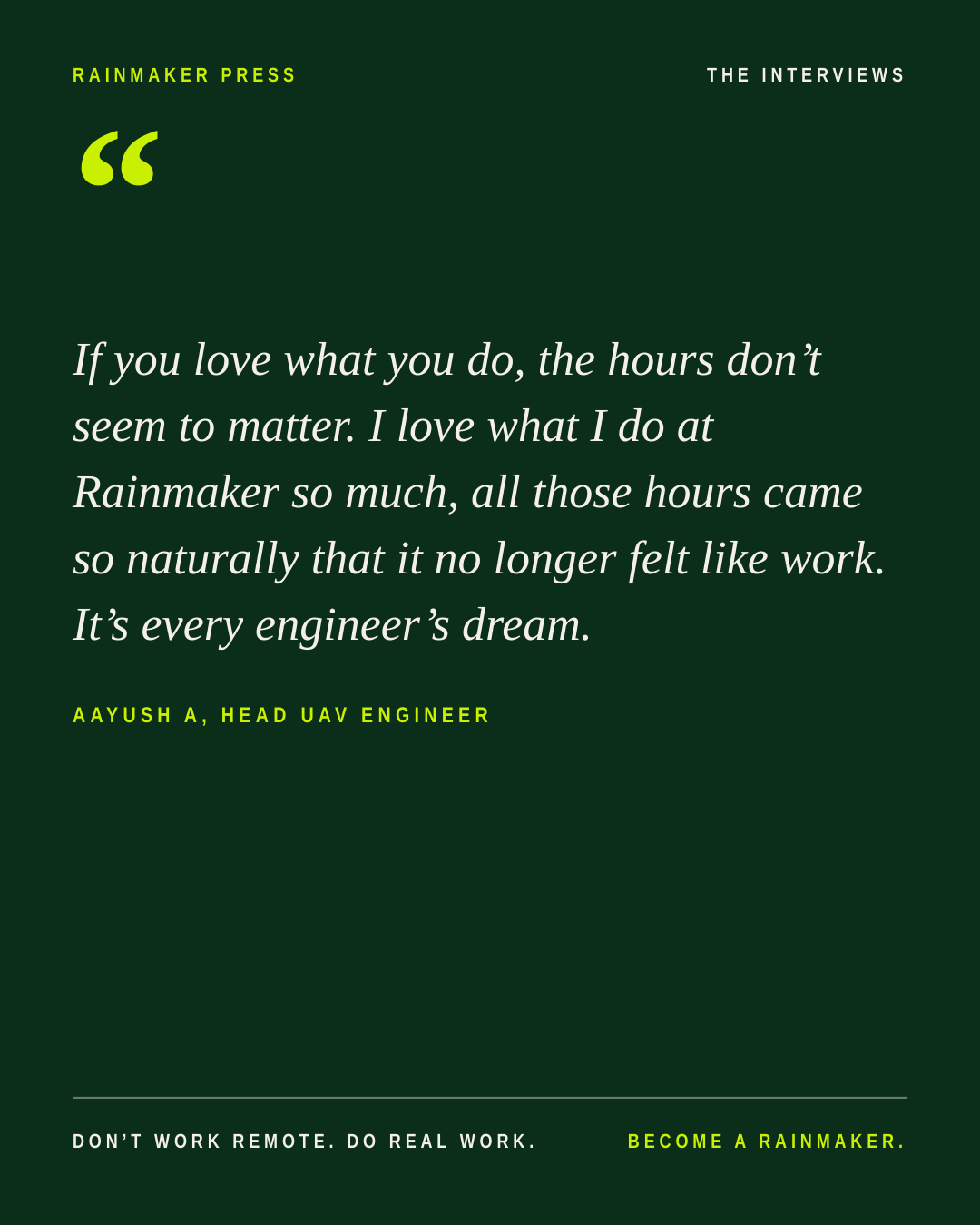 Quote card for The Interviews No. 1.
