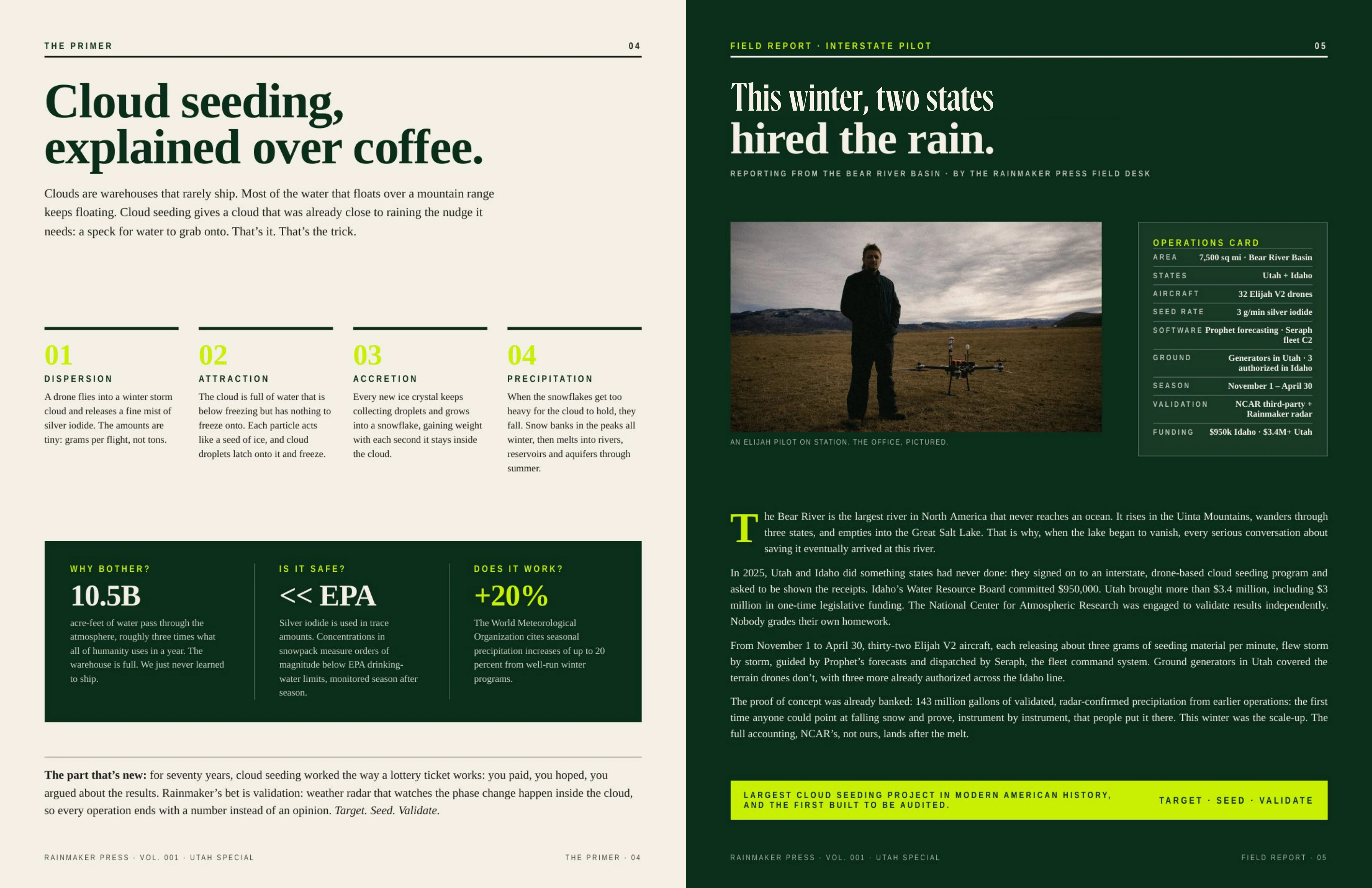 Cloud seeding explained, and the Bear River field report · this winter, two states chose rain.