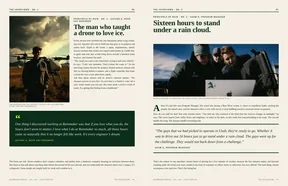 The interviews · Aayush A on a drone that flies into ice; Adam D on crews who drive sixteen hours to stand under a rain cloud.
